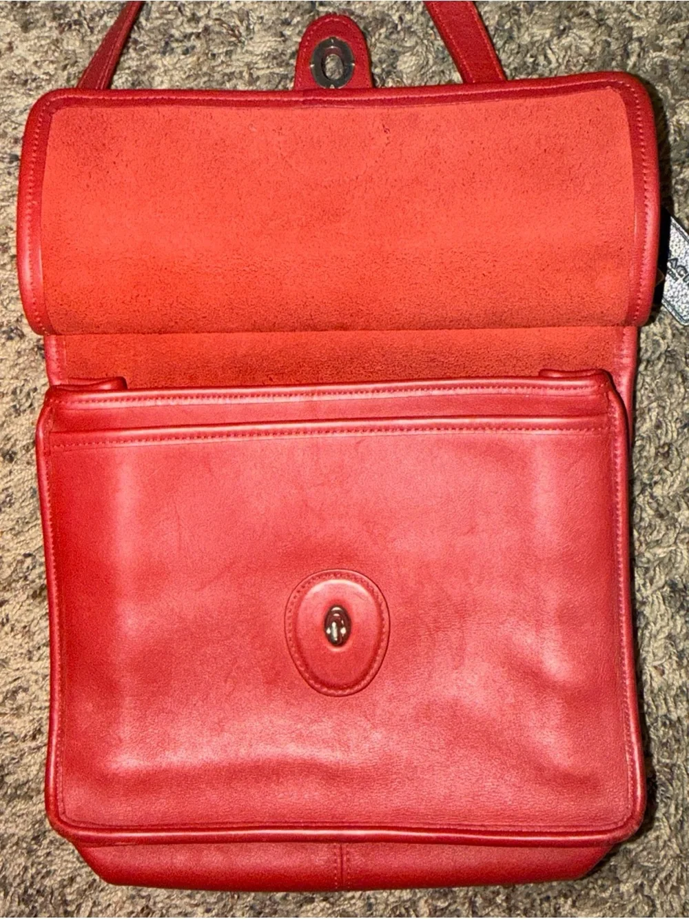 21 Vintage Coach red Leather Crossbody Bag , purse, satchel, tote w/ dust bag